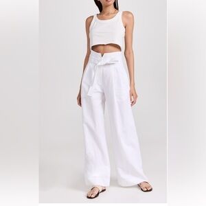 A.L.C. White Wide Leg Pants with Tie Waist